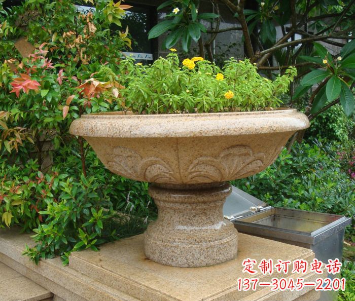 周口公园景观砂岩花盆石雕 (3)