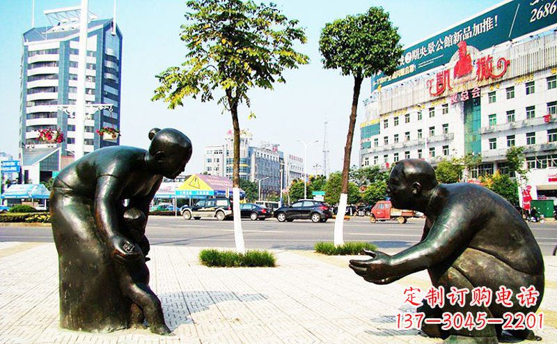 周口铜质小孩学走路雕塑