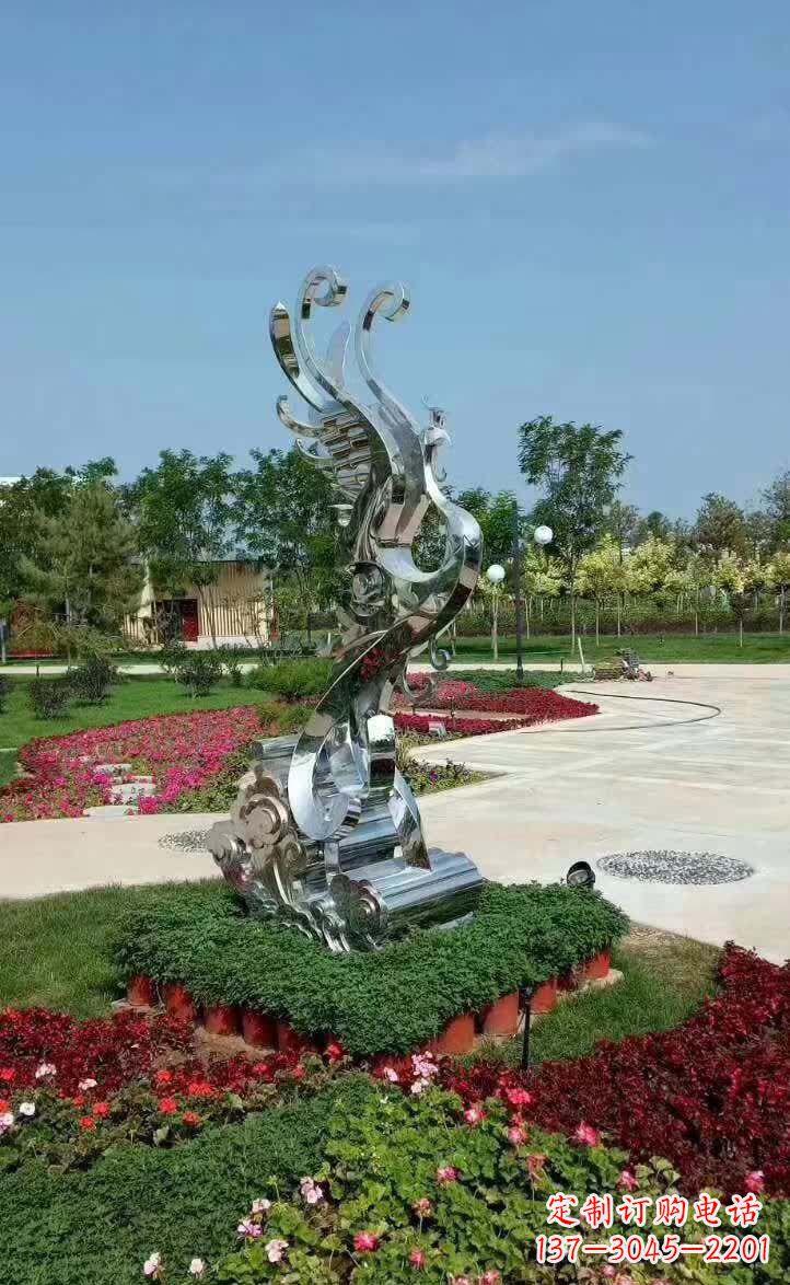 周口不锈钢凤凰雕塑，精美雕塑装饰公园