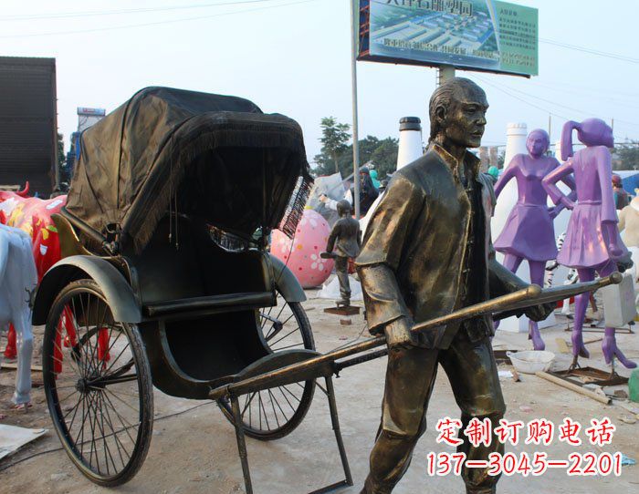 周口精致可爱的黄包车铜雕