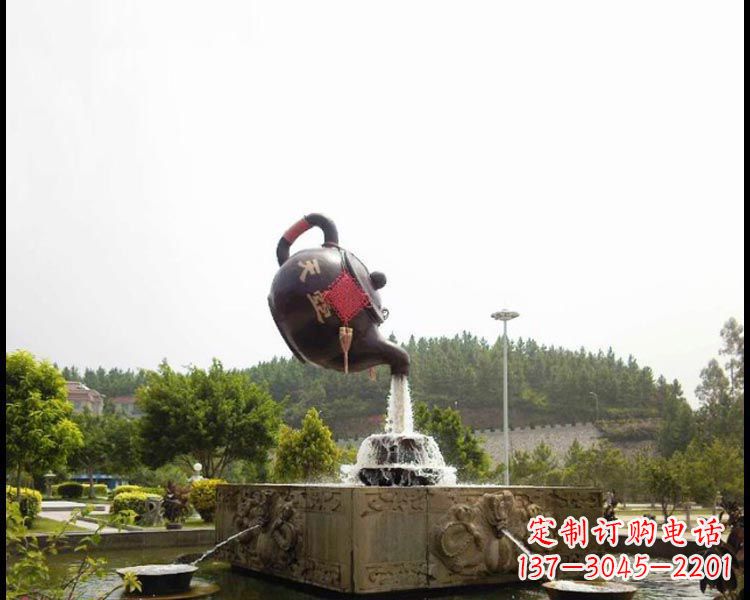 周口公园流水茶壶铜雕