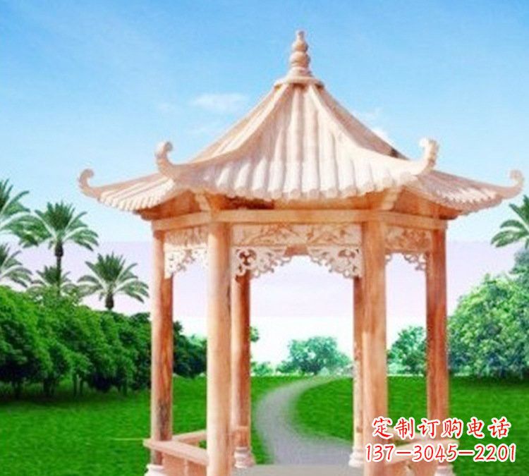 周口艺术精美的六角凉亭石雕