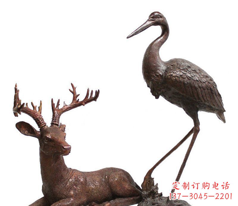 周口公园鹿仙鹤动物铜雕