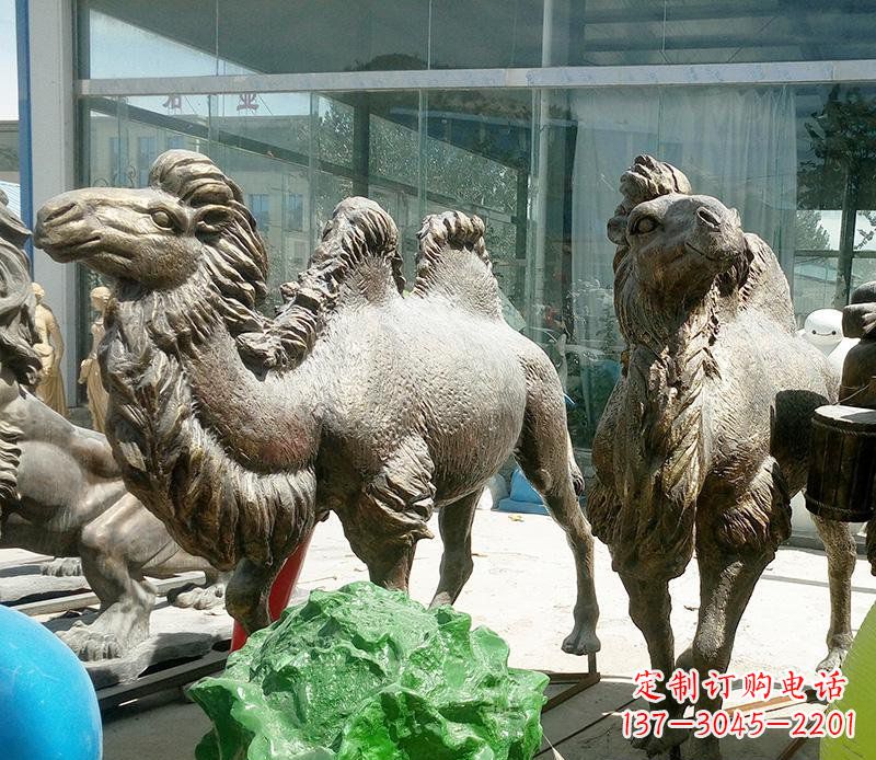 周口公园骆驼动物铜雕 (2)