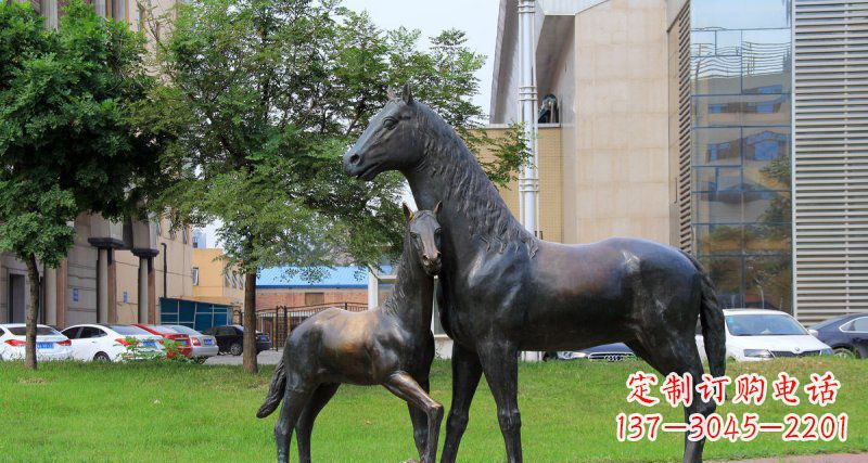 周口优质实木母子马铜雕