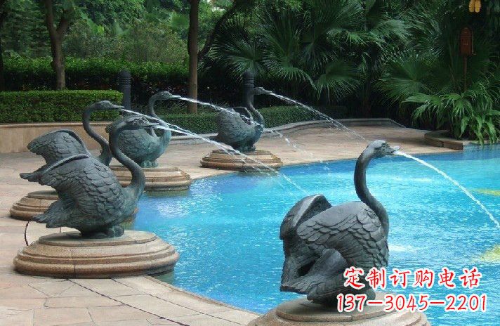周口精美雕刻的天鹅喷泉雕塑