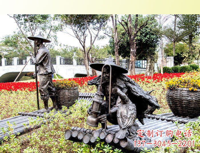 周口把渔民的生活经历融入雕塑——公园人物渔夫铜雕塑