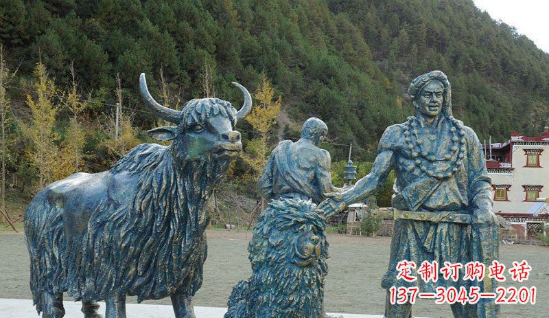 周口中领雕塑定制牦牛景观铜雕