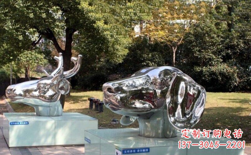 周口不锈钢十二生肖头像雕塑