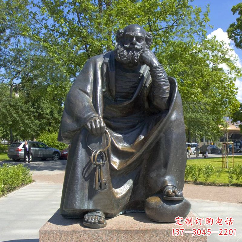 周口公园世界名人俄国批判现实主义作家托尔斯泰 铜雕塑像