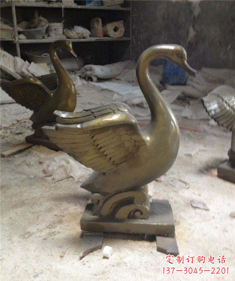 周口公园天鹅动物铜雕