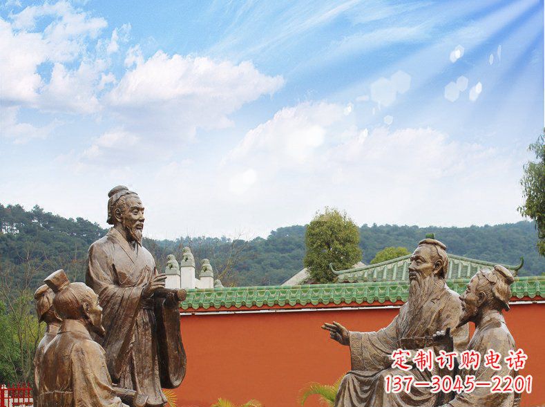 周口公园铜雕孔子讲座人物雕塑