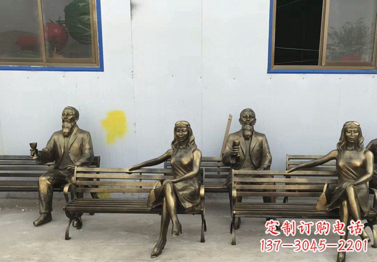 周口唯美女性铜雕美女长椅