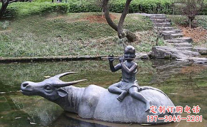 周口草原上的牧童铜雕