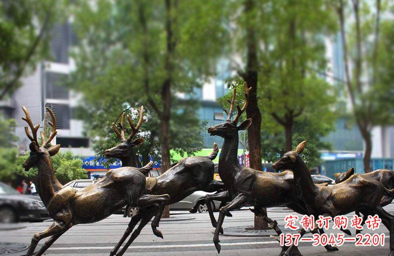 周口艺术精美的铜雕群鹿动物雕塑