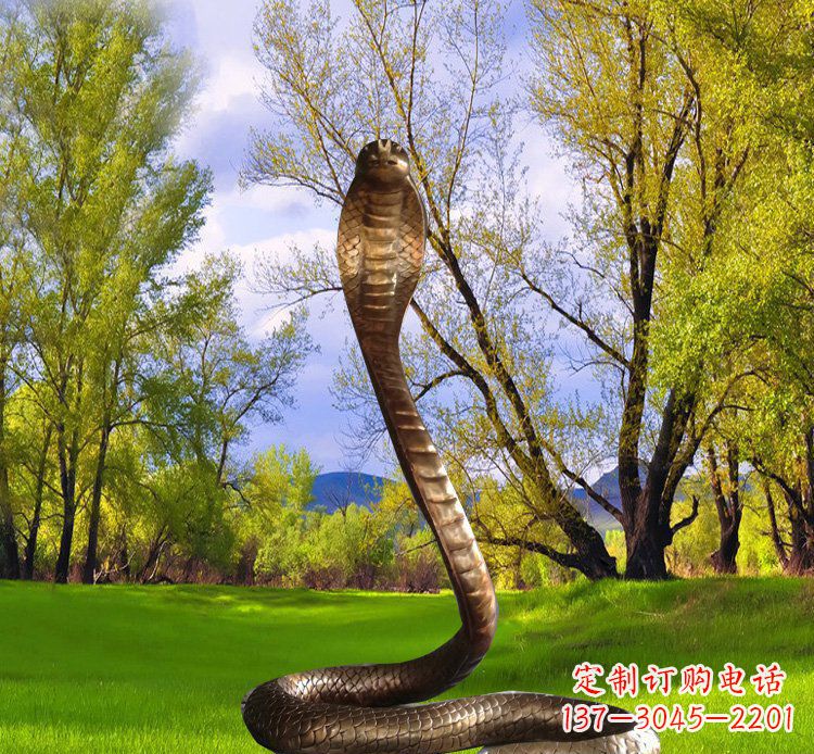 周口铜质眼镜蛇动物雕塑