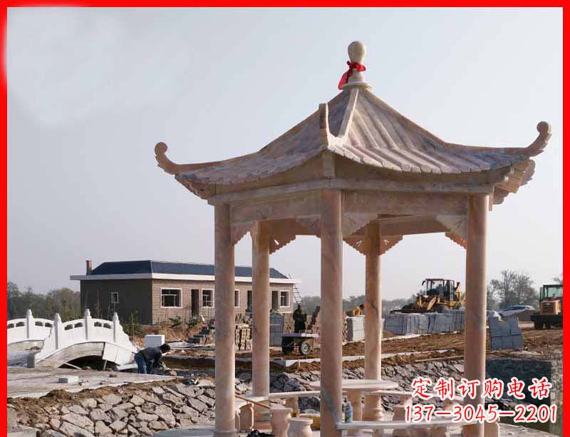 周口红六角石凉亭雕塑