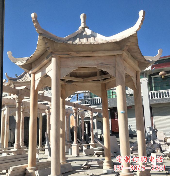 周口公园晚霞红凉亭雕塑