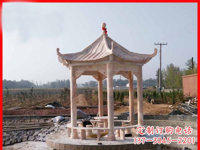 周口享受晚霞红,迎接舒适凉亭雕塑