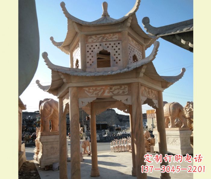 周口中式双层石雕凉亭