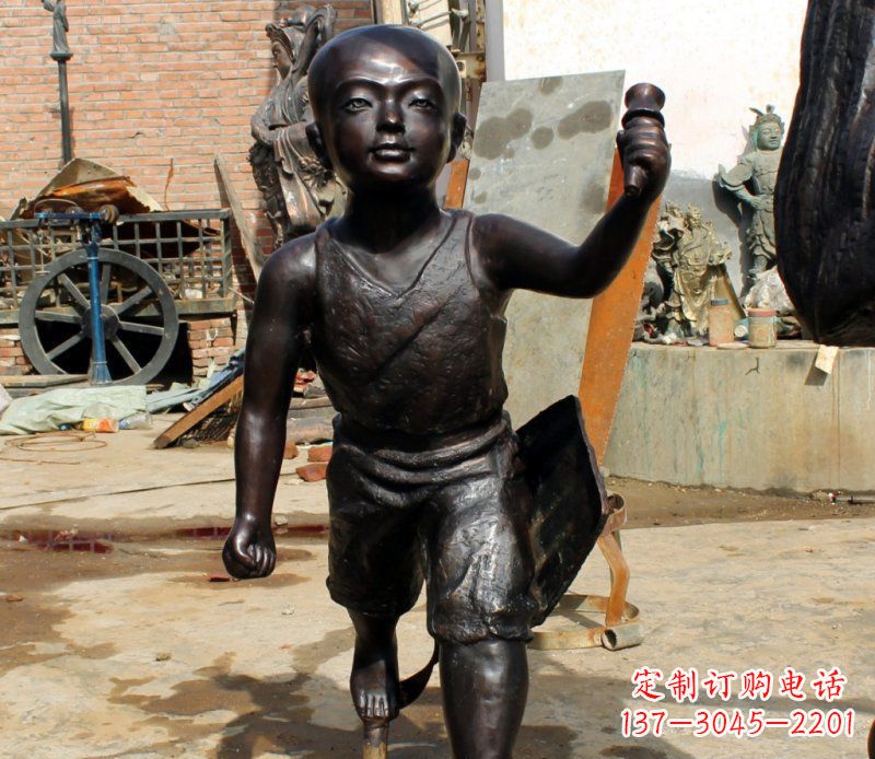 周口打造完美的小孩铜雕，让童趣活跃
