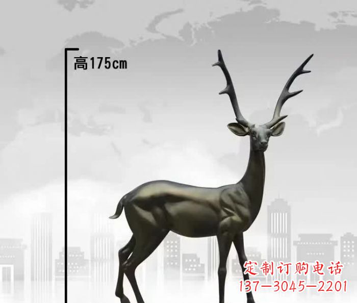 周口精致优雅的铜制公园小鹿雕塑