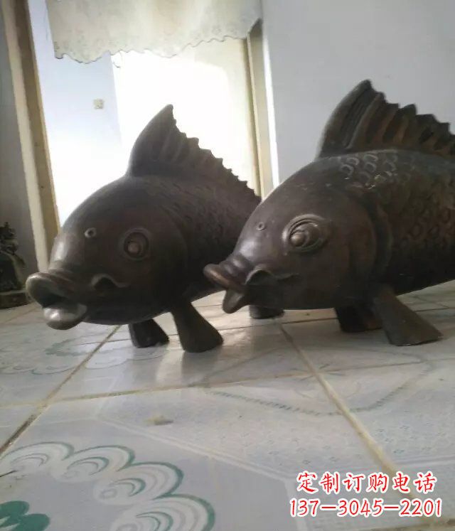 周口公园小鱼景观动物铜雕