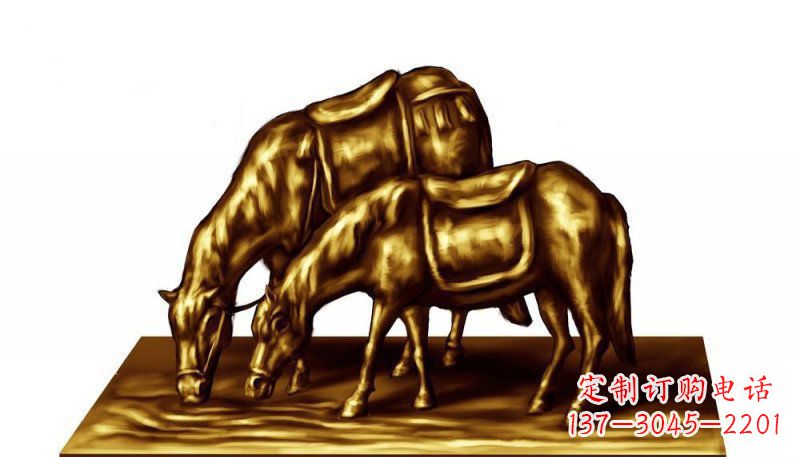 周口公园御马饮水动物铜雕