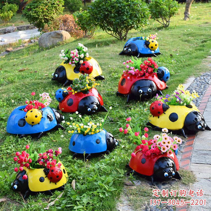 周口公园园林七星瓢虫玻璃钢创意花盆
