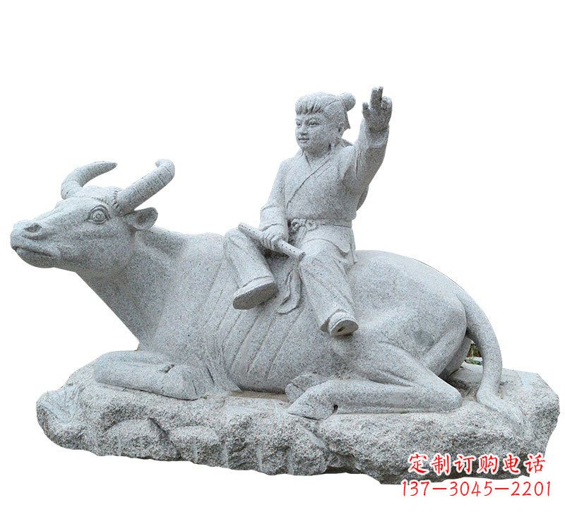 周口牧童牛石雕塑,实现公园优雅美观