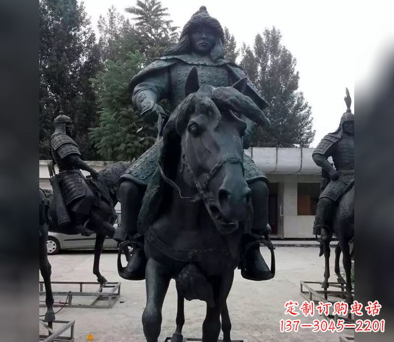 周口古代将军骑马人物铜雕 