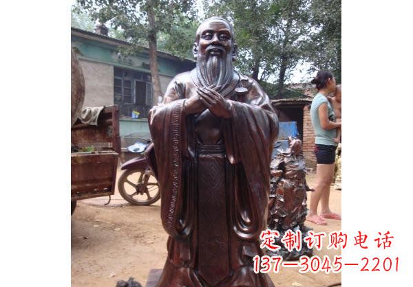 周口古代教育家人物孔子玻璃钢仿铜雕塑