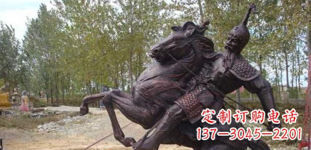 周口古代骑马人物公园景观铜雕 (2)