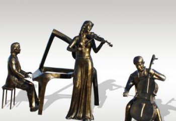 周口公园景观钢琴拉小提琴人物铜雕