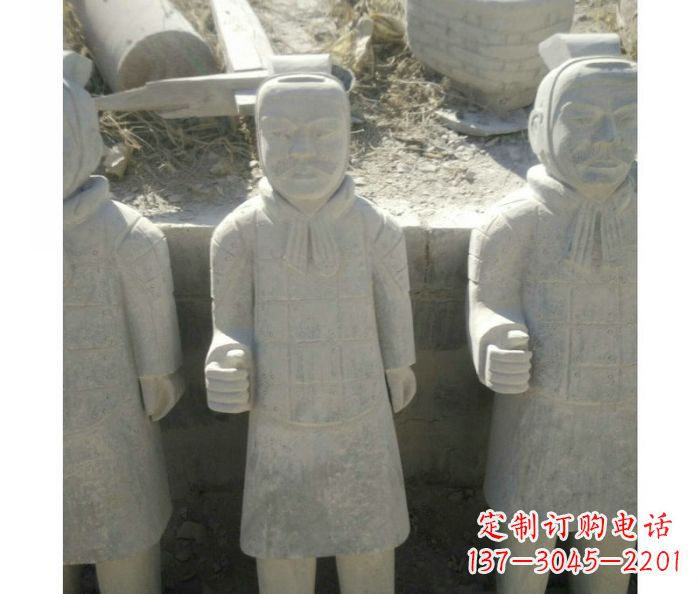 周口古代人物秦兵马俑石雕