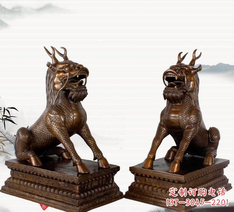 周口古典神麒麟铜雕,馥玉臻品