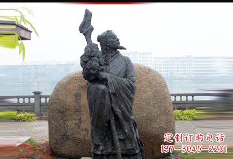 周口古代诗人陶渊明铜雕