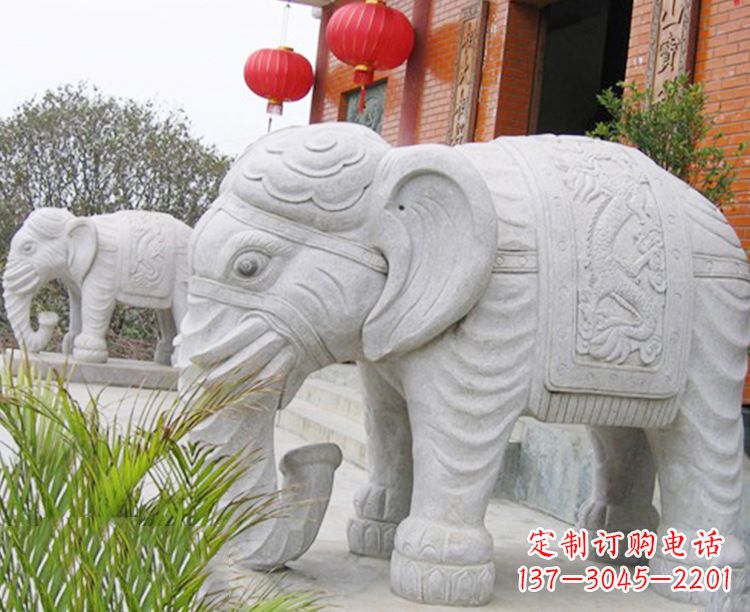 周口传统古典石雕大象