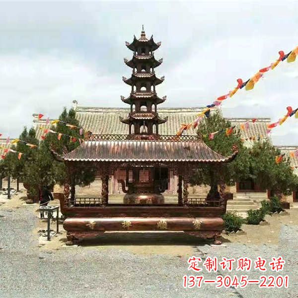 周口全新古典铜香炉雕龙塑型双耳方形器皿