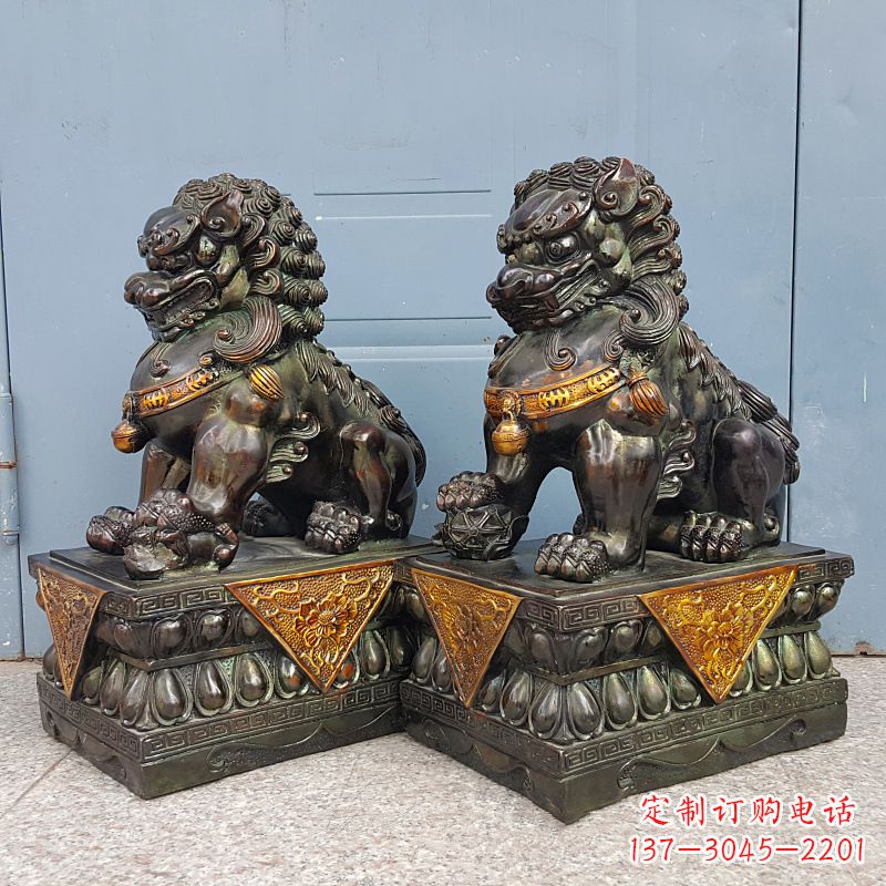周口中国传统工艺青铜狮子雕塑