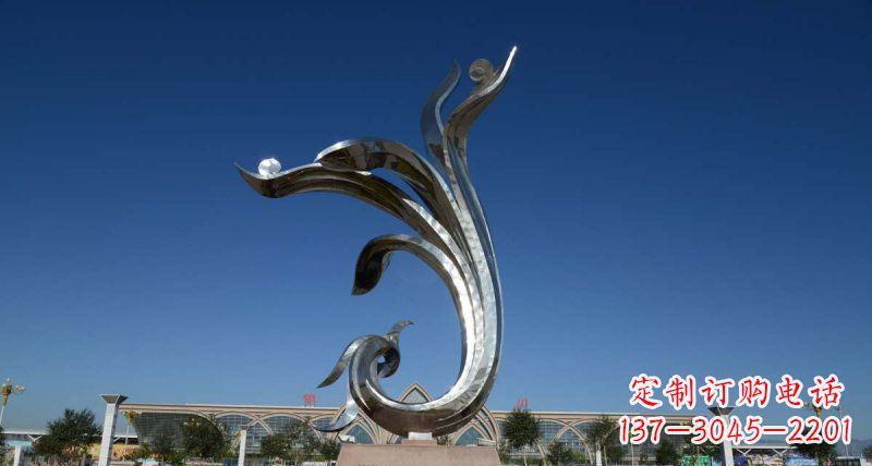 周口优雅迷人的不锈钢抽象凤凰雕塑