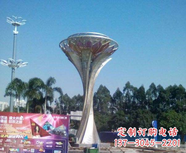 周口精美大型不锈钢抽象莲花雕塑