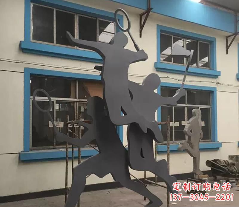 周口广场不锈钢打羽毛球雕塑