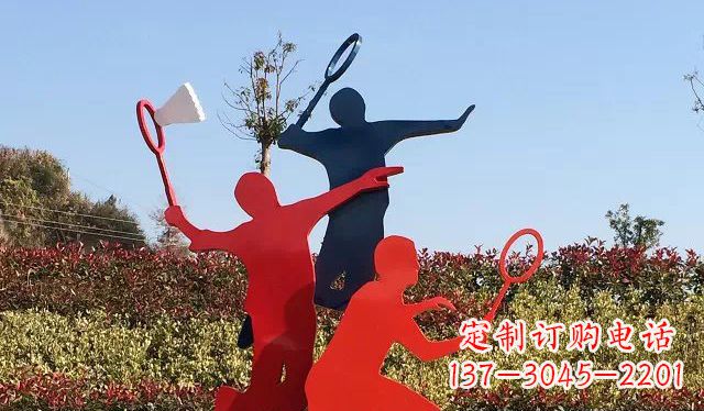 周口广场不锈钢打羽毛球雕塑 (2)