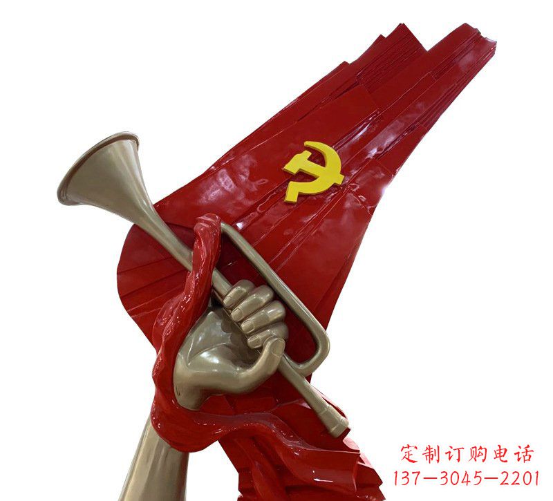 周口广场不锈钢党旗军号雕塑