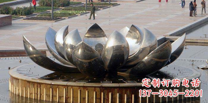 周口广场不锈钢莲花喷泉雕塑