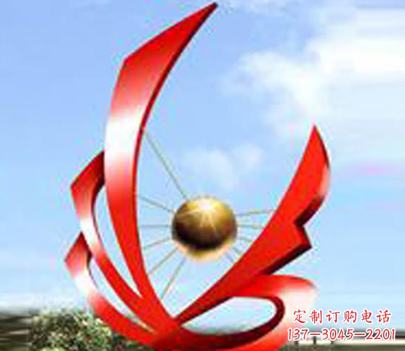 周口让风带来梦想——中领雕塑飘带球网景观雕塑