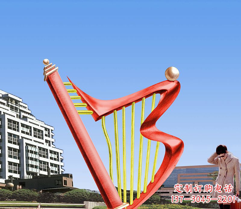 周口精美不锈钢竖琴雕塑