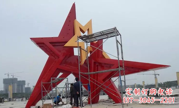 周口不锈钢五角星雕塑,为美丽中国致敬