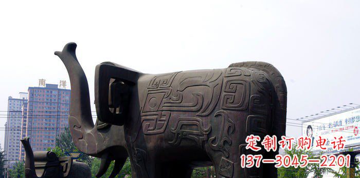 周口广场抽象大象动物铜雕